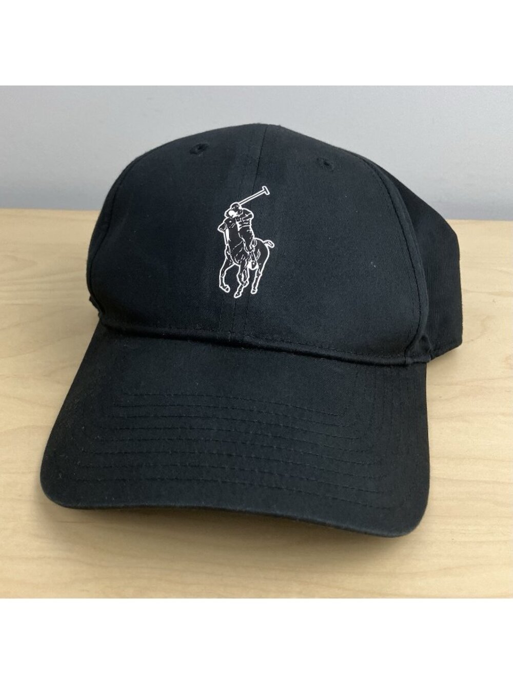 Polo Ralph Lauren Strapback Hat Black White Pony Logo Baseball Cap